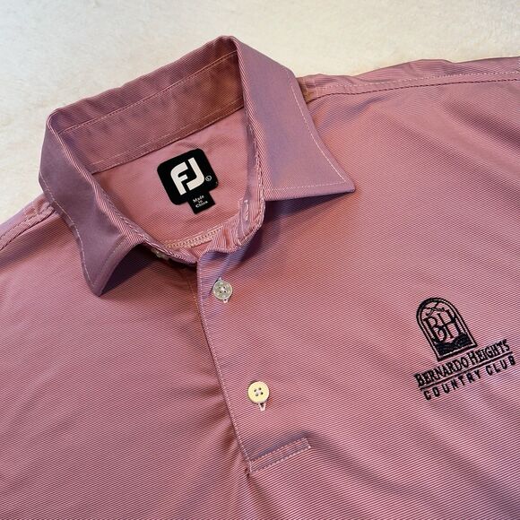 FootJoy FJ Mens Pink Stripe Golf Polo Shirt Bernado Heights CC Size Large - Picture 9 of 9